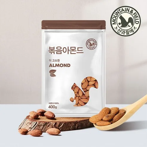 산과들에 23년산 햇 견과류 볶음 아몬드, 400g, 2개