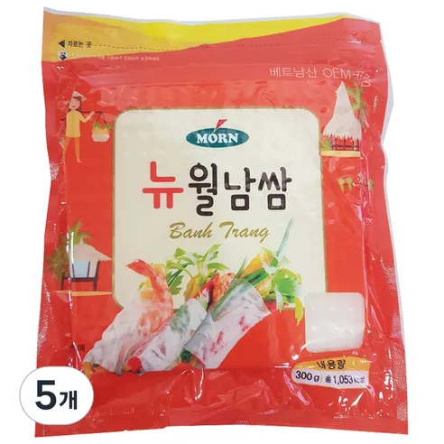 MORN 뉴 월남쌈 라이스페이퍼 사각, 300g, 5개