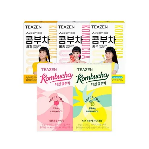 티젠 콤부차 10개입 5종 혼합(레몬+유자+베리+피치+파인애플), 50g, 1개