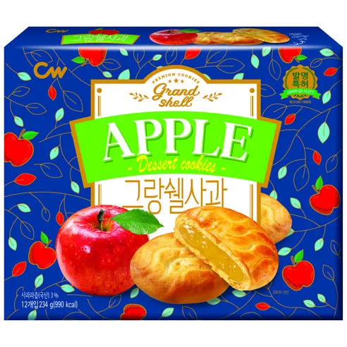 청우식품 그랑쉘사과 과자파이 12p, 234g, 1개