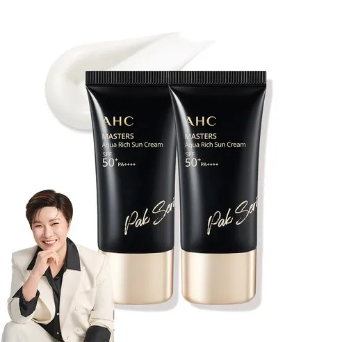 AHC 마스터즈 아쿠아 리치 선크림 SPF50+ PA++++, 30ml, 2개