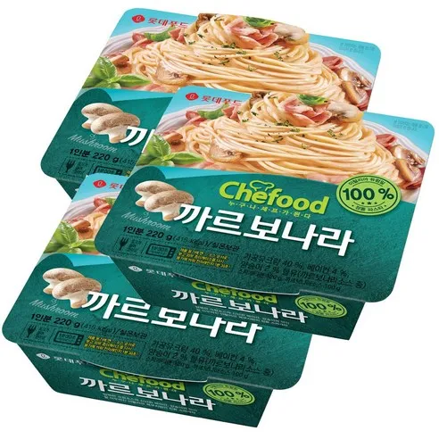 롯데 쉐푸드 까르보나라 스파게티 220g 실온제품, 220g, 3개