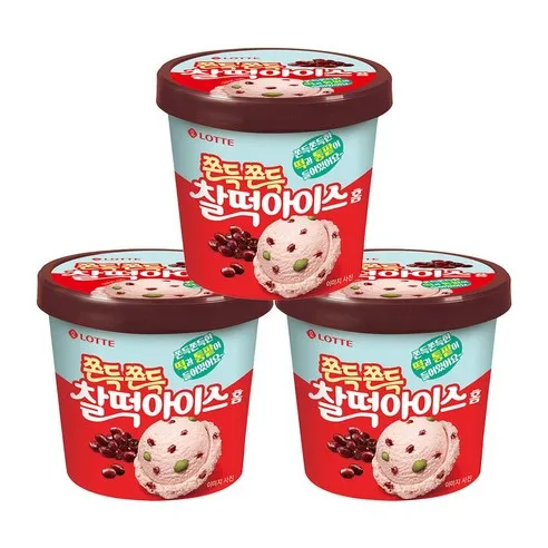 [롯데] 쫀득쫀득 찰떡아이스 홈 660ML 3개, 660ml, 3개