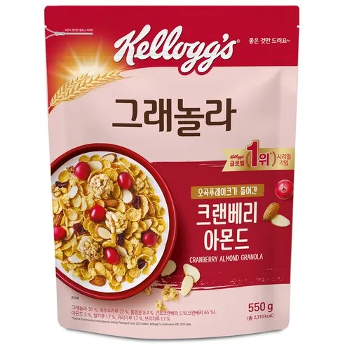 켈로그 크랜베리 아몬드 그래놀라 시리얼, 550g, 1개