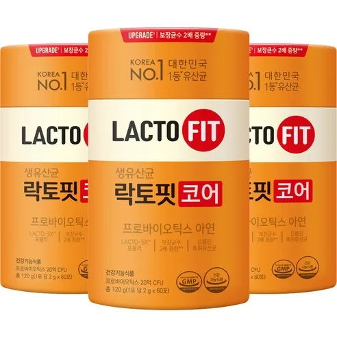 종근당건강 락토핏 코어 생유산균 60p, 120g, 3개