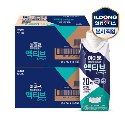 하이뮨 프로틴 밸런스 액티브 밀크 250mlx18입 / 2박스, 250ml, 36개