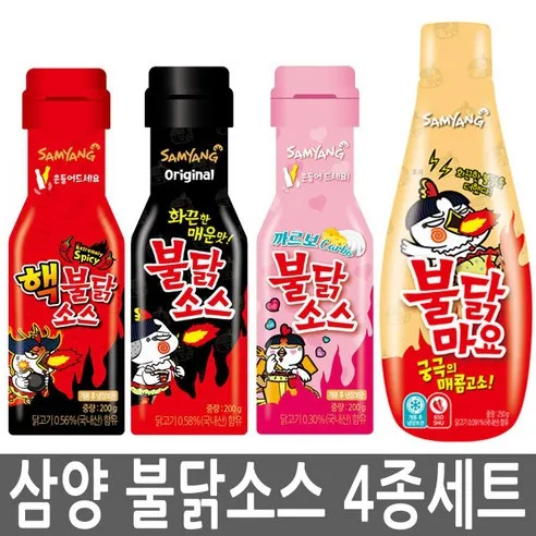 삼양식품 불닭소스+핵불닭소스+까르보불닭소스+불닭마요소스 4종, 850ml, 1세트