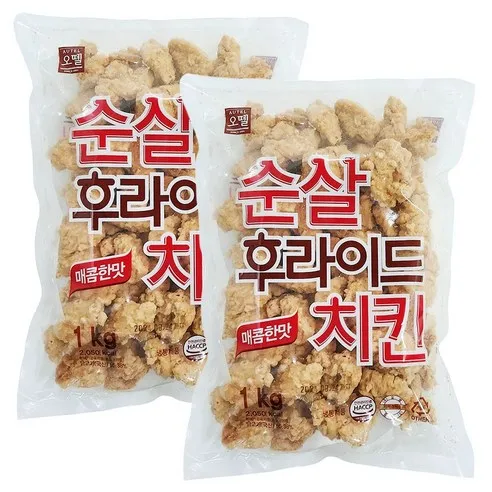 오뗄 순살 후라이드 치킨 1kgx2봉, 1kg, 2개