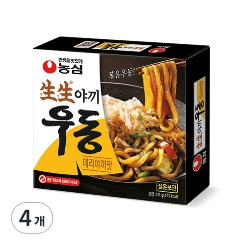 농심 생생야끼 우동 데리야끼맛 251g, 251g, 4개